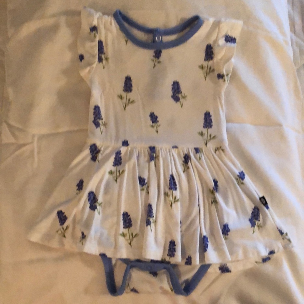 Kyte Baby bluebonnet twirl dress bodysuit bamboo size 6-12 months. Nearly new!